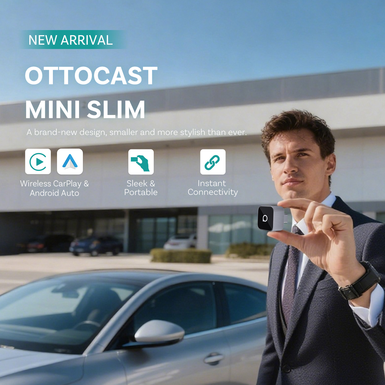 Bluetooth Adapter Receiver - Ottocast Mini Slim Draadloze CarPlay Android